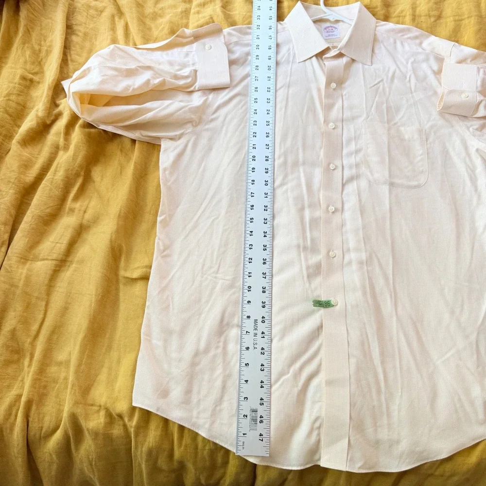 Brooks Brothers Mens 17-36 Regular Fit Non-Iron Supima Cotton Dress Shirt Yellow
